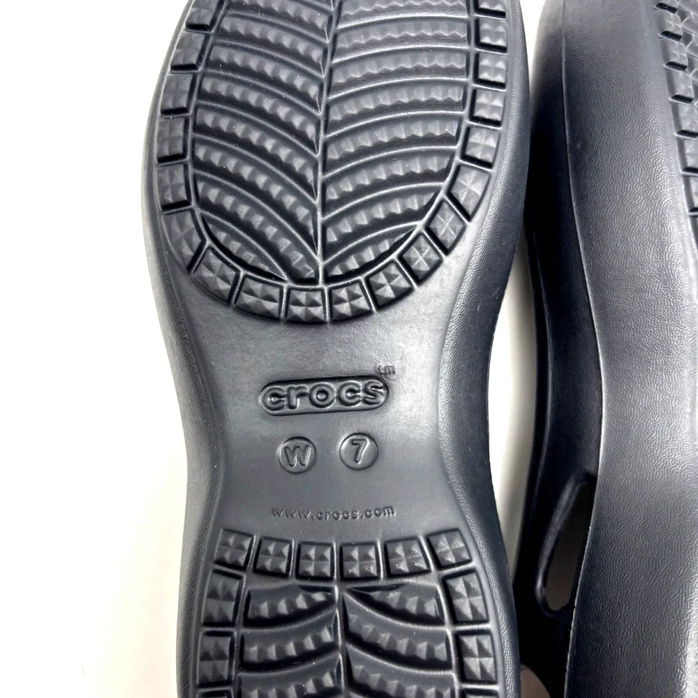 NEW Crocs KADEE Black Slip On Round Toe Slingback Ballet Flats Women's US7 UK5
